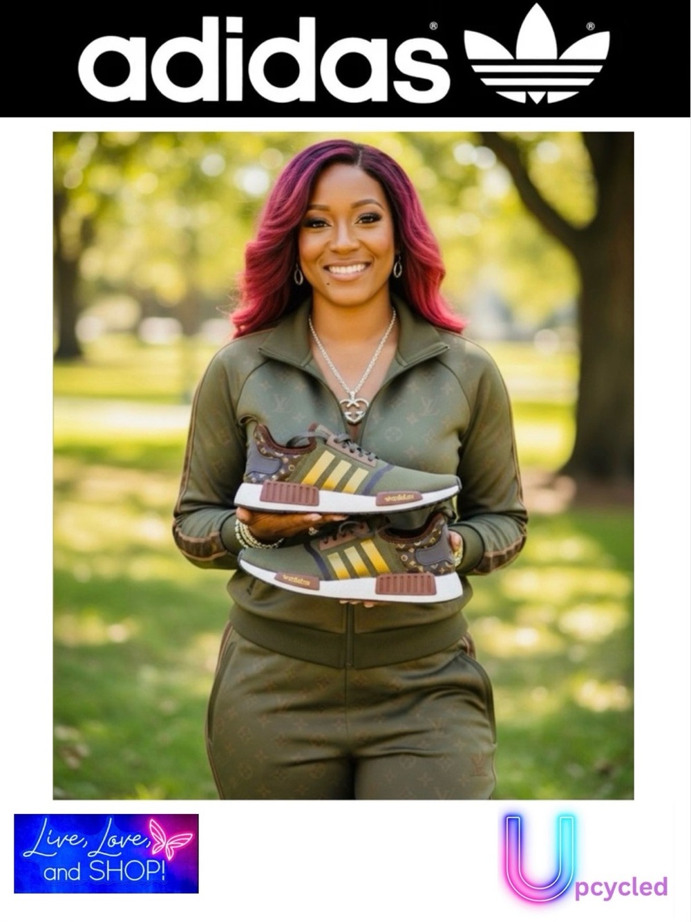 ADIDAS NMDs Gym Shoes in Olive Green, Brown, and Gold, Upscaled to FASHION, EUC
